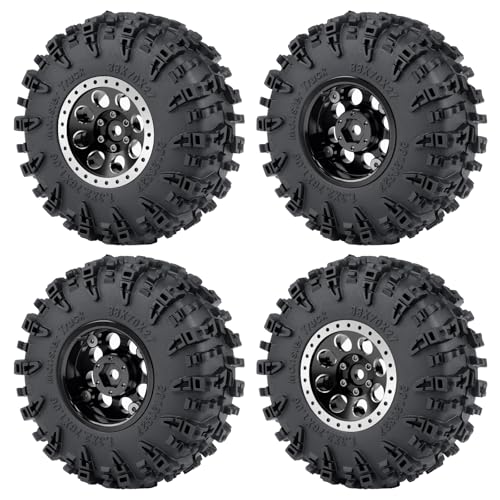1.3 Beadlock Wheel Rims for SCX24 TRX4M Upgrade 1/24 1/18 RC Crawler Car (Black) - color: Black