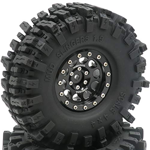 1.9 Beadlock wheels and tires 120mm Tall Soft Sticky 1.9 Mud Slingers T8 Tires & Aluminum Rims For RC 1/10 Crawler TRX4 SCX10 Gen8 Upgardes,HS700571