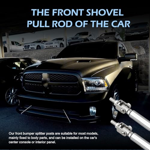 2 PCS Car Bumper Splitter Strut Rods, Adjustable 7.87" - 9.84" Automotive Splitter Strut Rods, Aluminum Alloy Bumper Lip Reinforcement Accessories, Universal for Most Cars (Silver) - color: Silver
