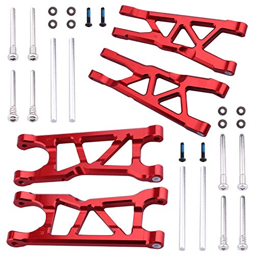 Hobbypark Aluminum Suspension Arms Set (Front & Rear) Upgrades Parts for Arrma Typhon 3s BLX Big Rock, Replacement of AR330543 AR330540 (Red) - color: Red