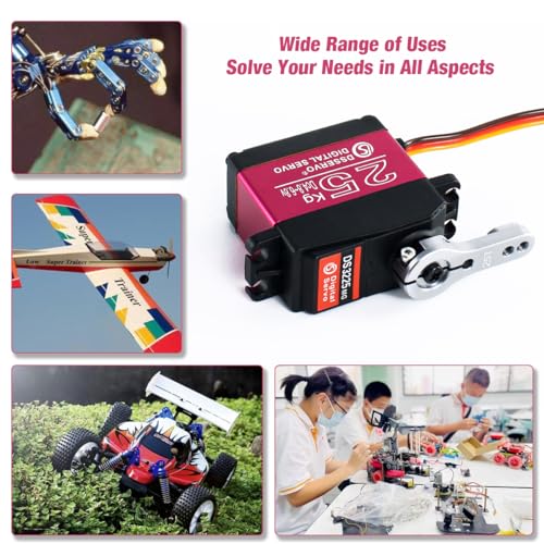 DS3225 25kg RC Servo High Torque Full Metal Gears Waterproof Digital Servo Compatible with 1/8, 1/10 RC Cars/Robots/Trucks(Control Angle 270°)