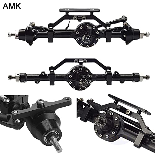 CNC Aluminum Alloy Front Rear Axle Complete Set for 1/10 RC Crawler RC-4WD Gela-nde II TF2 D110 Yo-ta II Axles(Black) - color: Front and Rear Axle