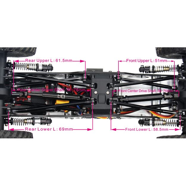 Hot Racing SXTF133LC Aluminum 8 Link Drive Set for (155mm LCG) Scx 24