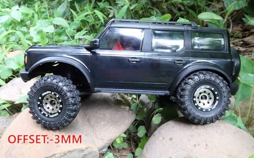 Adjustable Offset 1.0 Beadlock Wheels, Heavy 1.0 RC Wheels Weight 21g/Rim for 1/18 Traxxas TRX4M & 1/24 Axial SCX24 90081 Crawler, (4-Pack) - color: Black & Champagne