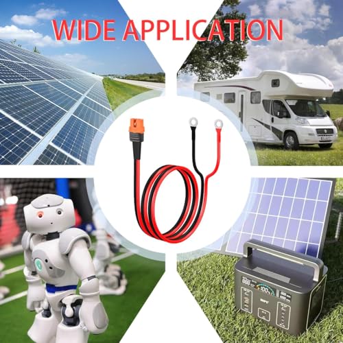 ELFCULB XT60i to O Ring Terminal Cable,12AWG XT60i Female to O Ring Connector with Tinned Pure Wire,for RC Battery Solar Portable Power Power Station and Solar Panel(2FT) | XT60i battery cable with stranded tinned copper wire for battery terminals, RVs, a