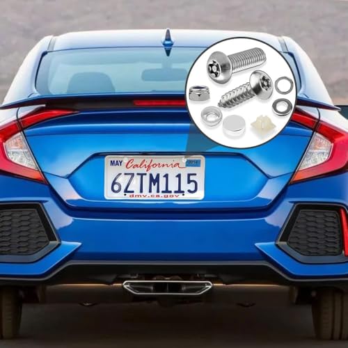 Anti Theft License Plate Screws, Tamper Resistant Licence Plate Kit, 1/4"(M6) Security Screws, Rust Proof Stainless Steel Bolts Fasteners Kit for Front Rear Frame Holder Mounting (Silver) - color: Silver