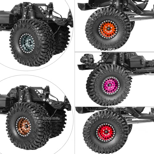 1.9in Beadlock for 1/10 SCX10 SCX10 II 90046 SCX10 III TRX-4 D90,Alloy Aluminum Heavy Duty 1.9in rc Beadlock 1.9in Beadlock Rims,4pcs,Orange - color: Orange(4pcs)