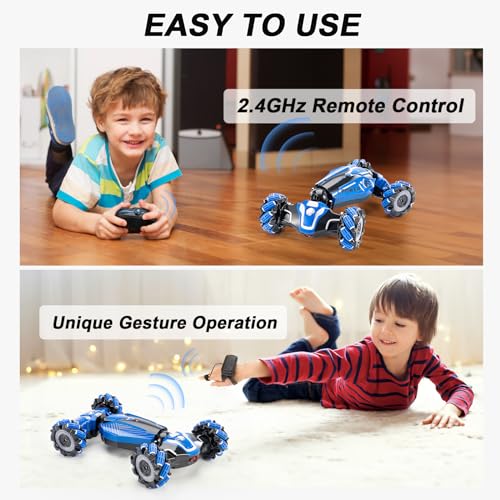 Gesture RC Car, 4WD Gesture Sensing RC Stunt Car Toys for 8-13 Ages Boys Girls, Drift Hand Controlled Remote Control Twist Cars 360° Rotation with Lights Music for Birthday Gifts