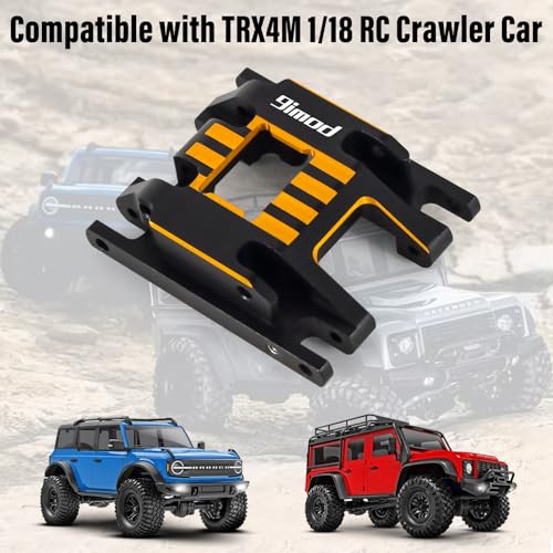 Aluminum Skid Plate Transmission Mount for TRX4M 1/18 with Hex Wrenchesa | Black Skid Plate Rc Car for K10 High Trail,F150,Bronco,Defender - color: Black&orange