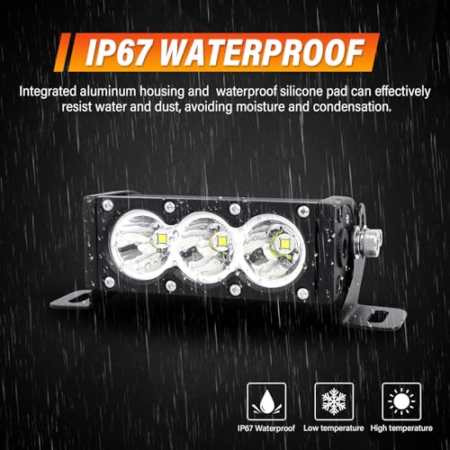 AUXTINGS 2 Pieces 6 inch Single Row White LED Light Bar 30W Off Road Light Bar Spot Beam LED Work Light Truck UTV 4x4 Cars SUVs ATVs Boats Fog Driving Light with Wiring Harness kit - size: 6 inch white