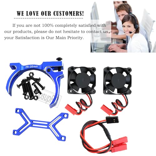 3660 540 550 Motor Cooling Fan with 36-38mm Adjustable Mount Upgrades Part for 1/10 Slash SCX10 TRX4,Aluminum High Speed Cooling Dual Fans 20000 RPM Heatsink Hops Up,Navy Blue - color: Navy Blue/36-38mm