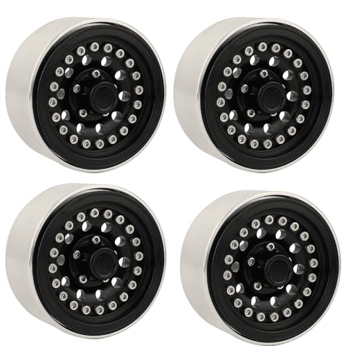 1/10 RC Crawler 4Pcs 1.9 Inch Beadlock Wheel Hub Rim Rims Aluminum Alloy for TRX4 TRX6 Axial SCX10 III AXI03007 GRT EX86190 RedCat,Five Hole nut (Black) - color: Black