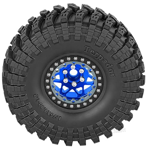 RC 1.9" Beadlock Wheel Tires Set 1.9 Beadlock Wheels and Tires for 1/10 SCX10 90046 AXI03007 TRX4 TRX6 VS4-10 Gen7 Gen8 MST CFX D90 RC Crawler Car,Aluminium 1.9 Rims w/Wheels Ring,Navy Blue - color: Navy Blue- (Wheel Tires)