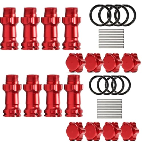 Aluminum 17mm Wheel Hub Hex 30MM Extension Adapter with Pins + O Ring for 1/8 HSP RC Hobby Car Buggy Monster Truck 2 Sets(Red) - color: Red