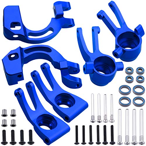 Hobbypark Aluminum Front Steering Block Knuckles & C-Hubs Caster Blocks & Rear Hubs for Arrma 1/10 Granite 4X4,Typhon, Big Rock, Senton, Replace AR330442 AR330467 AR330469 (Navy Blue) - color: Navy Blue