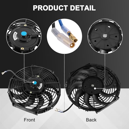 JDMSPEED New 12" Inch Universal Slim Fan Push Pull Electric Radiator Cooling 12V Mount Kit - color: Black, size: 12 Inch