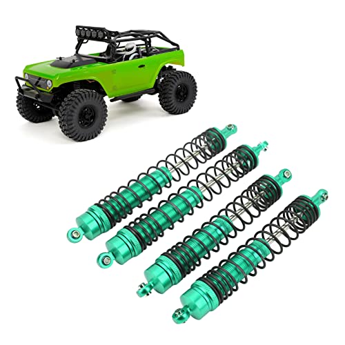 1/10 RC Shock Absorbers 150mm 135mm Aluminum Alloy 4mm Shaft 4-Piece Set, Adjustable Threaded Preload for Axial Ryft 4WD, OilFilled CoilOver Damping for Rock Crawling (Green) - color: Green