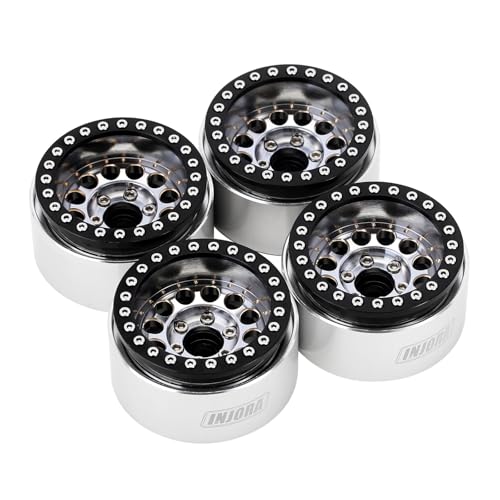 INJORA 1.9" 150g Brass & Aluminum -10mm Offset Wheels for 1/10 RC (Silver) - color: Silver