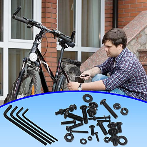 newlng M2 M3 M4 M5 Screws Assortment Kit 1180pcs Metric Black Nuts and Bolts Flat Washers Set 10.9 Grade Alloy Steel Machine Screws and Nuts Hex Socket Button Head Screw with Four Hex Wrenches - size: One Size