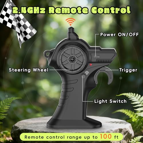 Dinosaur Remote Control Car, 2.4GHz Monster Truck Toys Rechargeable RC Cars 1:24 Scale RC Truck with LED Light Movable Mouth, Dinosaur Cars Toys for Kids Boys 6-8 8-12 Birthday Gift, Green - color: Green