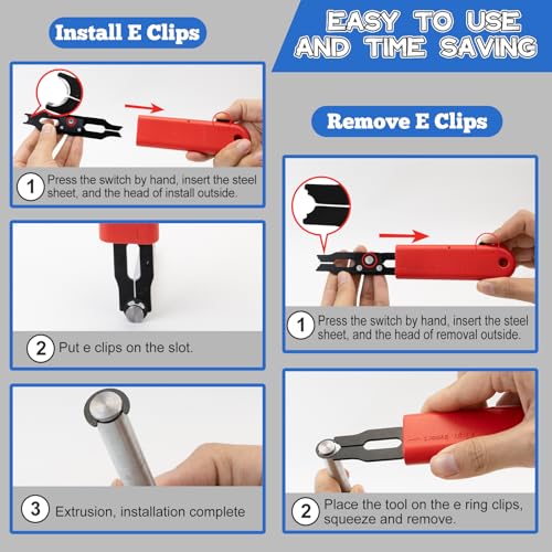 E Clips Assortment Kit With Removal and Installation Tool, 4 Sizes (6/7/8/9/mm) Snap Ring Kit & 40Pcs Retaining Rings for Bearing Fixation - style: Size-6/7/8/9mm