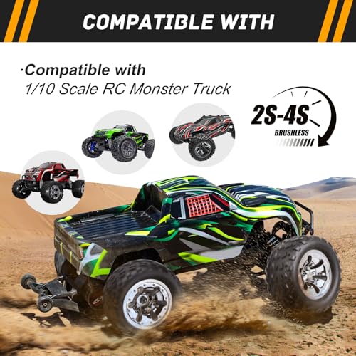2.8“ Preglued Truck Wheels and Tires Chrome Rims for 1/10 Scale Traxxas Stampede Rustler VXL Hoss 4x4 2WD Redcat Volcano EPX Pro RC Monster Truck Brushless 3S 4S(Style A)