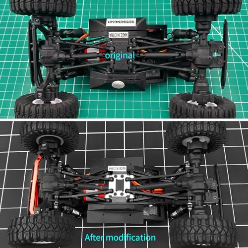 Ascent-18 High Clearance Body Chassis Links - CNC Aluminum Linkage with Steering Link Set for 1/18 RC Crawler Redcat Ascent-18 Upgrades Parts (Black) - color: Black