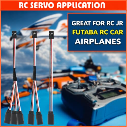 6 Packs Servo Extension Cable and Y Splitter Harness Kit, 3 Pin Male to Female Wire for RC Car Servo, Lights, Plane, Helicopter, and Receiver Connections, 15cm / 5.9in