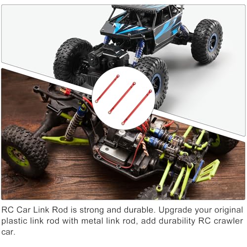 MECCANIXITY 8pcs Wheel Base Link Rod Linkage Aluminum Alloy 313mm Wheel Base Upper Lower Link Rod Chassis Linkage for SCX10 1/10 RC Car Crawler Upgrade Parts,Red - color: Red