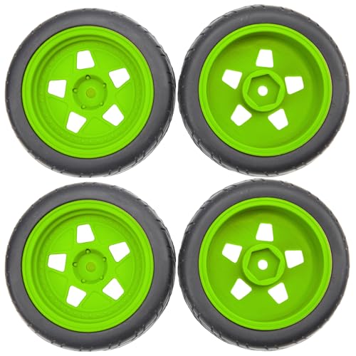 ShareGoo Nylon Wheel Rims with Rubber Tire RC 12mm Hex Compatible with HSP Tamiya Kyosho RedCat Sakura WLtoys 1/10 RC On-Road Racing Touring Car (Green) - color: Green