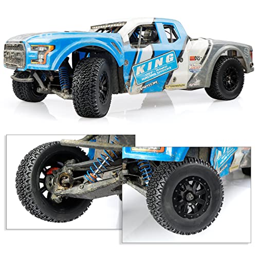 Aimrock 1/10 Glued 12mm Hex Short Course SC Trucks Wheels and Tires Combo, OD 4.3'' for Slash 2WD 4WD Blackout Losi Tenacity Off-Road Car, Set of 4