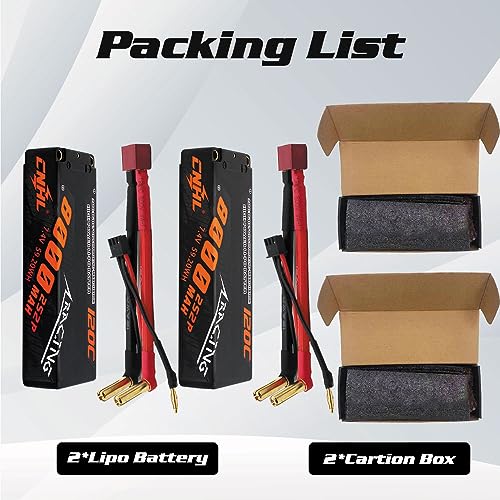 CNHL 8000mAh 2S Lipo Battery 7.4V 120C Deans Plug Hard Case (2 Packs) | Delivers extended bashing runtime with instant punch through grass, dirt, and jump landings for 1/10 and 1/8 RC trucks.