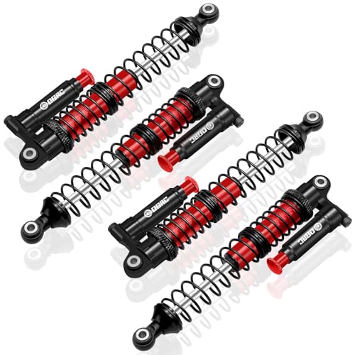 OGRC 100mm Piggyback RC Shock Absorber Oil Shocks for SCX10 TRX4 Upgrades | Aluminum, Double-cylinder, Long Travel, Adjustable Rebound, for 1/10 RC Crawler Car, Red - color: Red