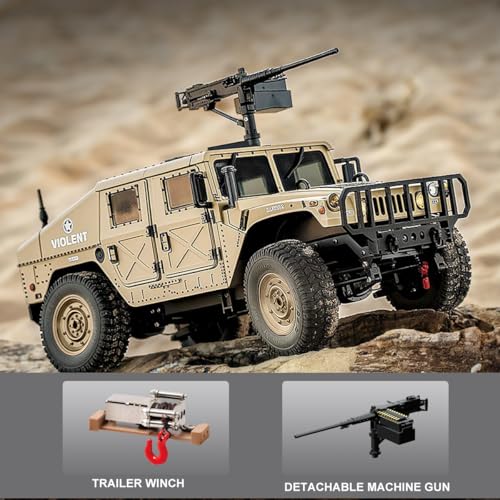 C8835 1:12 4WD Military RC Humvee 2.4G Off-Road Rock Crawler | Realistic military RC truck, 4-wheel drive climbing vehicle with stable 2.4GHz remote control for all terrains - color: C8835-yellow