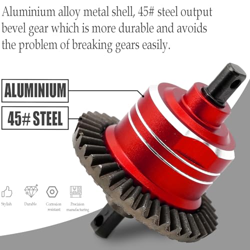 1/10 Front Rear Differential Upgrades Diff for 1/10 Traxxas Slash Rustler Stampede Hoss 4x4 VXL Ford 150,2PCS #45 Steel Differential, Replaced #5381#6882#5379(Red) - color: Black