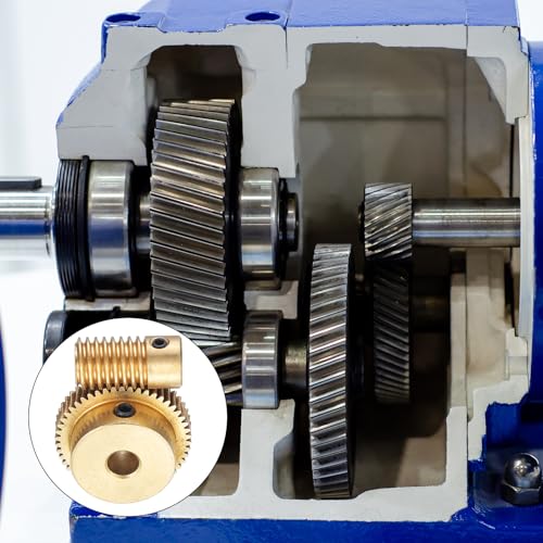 uxcell Worm Gear Set - 0.5 Module 50:1 Reduction Rate 6mm Hole Dia Gear Shaft and 6mm Hole Dia Gear Wheel 50T Drive Gear Box (Brass) - size: 6mmx5mm Bore, style: 0.5 Mod 50T