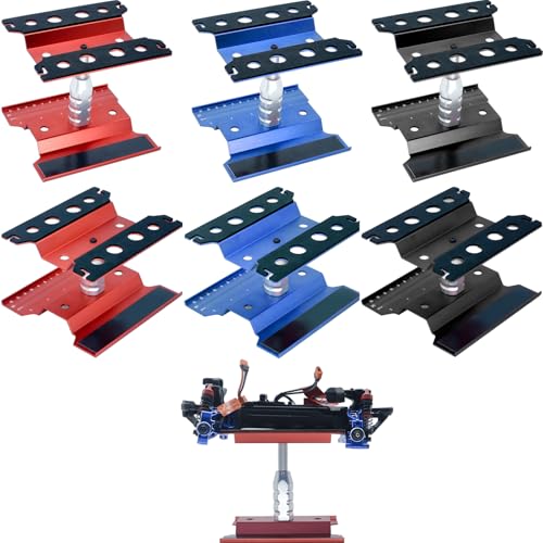 RC Car Repair Work Stand Lift Lower Adjustable Workstation Aluminum 360 Degree Rotation for 1/8 1/10 1/12 RC Car Traxxas Slash TRX4 Arrma Axial SCX10 Losi Redcat Wltoys RC Crawler Monster Truck Buggy - color: Black