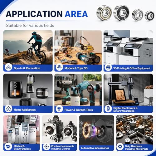 Ball Bearings Kit, 10 Sizes Skateboard Roller Bearing 608 Included, 52 PCS | Small Sealed Skate Bearing, 608zz 608rs 8mm included, Miniature Rollerblade for Longboard Skateboarding Wheels 3D Printing