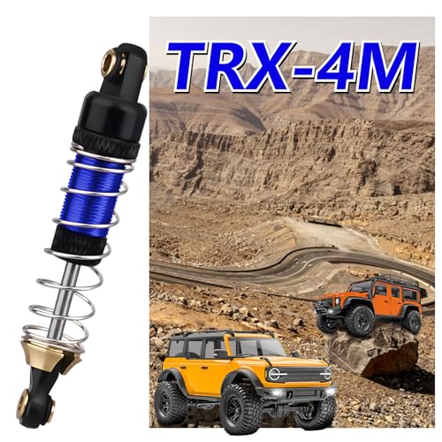 Aluminum 53mm Oil Shocks for TRX4M 1/18 RC Crawler — Long Threaded Shock Absorbers, Adjustable Preload, Brass Bottom Rod Ends, Smooth Dampers, Upgrade Suspension 4-Pack
