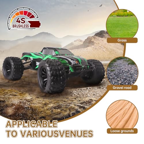 2.8 Tires and Wheels 12mm Hex 1/10 Scale RC Monster Truck Wheels for Traxxas Rustler VXL Stampede 4x4 Redcat Volcano EPX Pro Blackout XTE, Set of 4