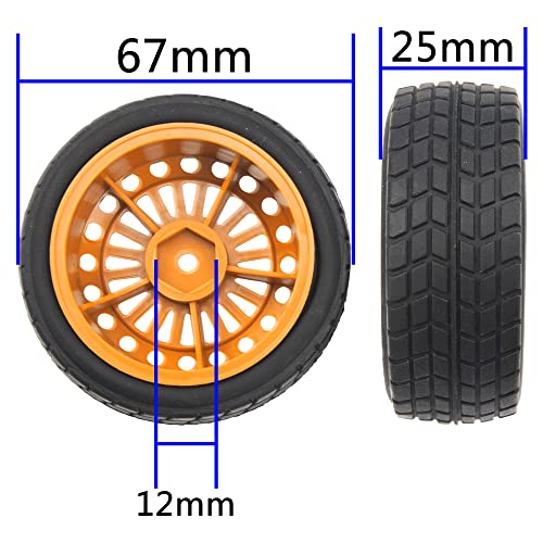 OD2.75'' Nylon 12mm Hex Hub Wheel Rims & Rubber Tires Compatible with HSP Tamiya HPI Traxxas 1/10 1/12 On-Road Car,WLtoys 144001 A959 124018 LaTrax RC Buggy (Brown) - color: Brown