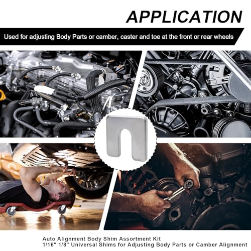 40Pcs Auto Body Fender Alignment Shim 1/16" & 1/8" Thick- 3/8" Slot Automotive Alignment Shim Assortment Kit