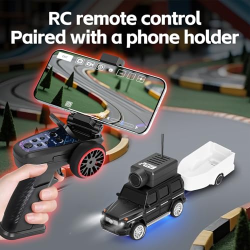 Wltoys 1:64 FPV RC Drift Car, 720P WiFi APP, 2.4GHz Gyro | HD Camera with Real‑time Video. Dual Control: Remote or Phone App. 3 Speeds & Suspension. LED Lights for Hobbyists - color: Black