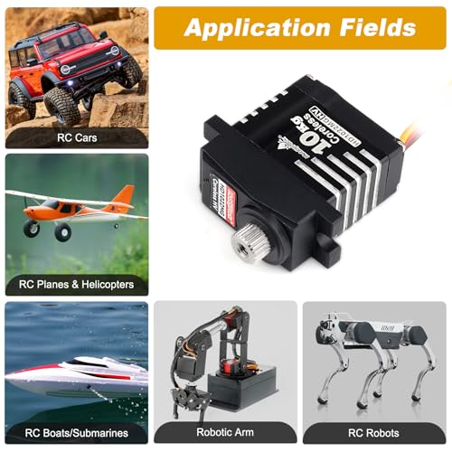 HobbyPark Waterproof 10kg RC Micro Servo High Torque Coreless Motor Metal Gears for 1/18 TRX4M Steering Servo & Sub-Micro Shift Servo TRX4 SCX10 1/10 RC Crawler Car Robot Digital Programmable 180°