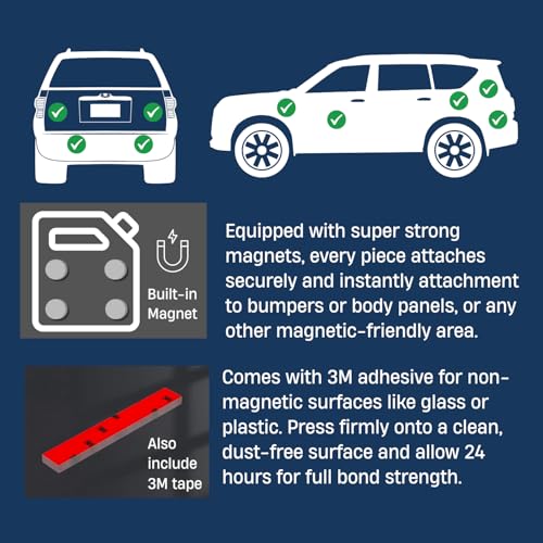 Mini Off-Roading Gear Bumper Magnets, Magnetic Little Ladder 5-in-1 Kit | Powerful Magnet Mounting, ABS and ASA materials, offroad fans gifts,Off-Road Emblems, Off-Roading lover Stickers - color: Black