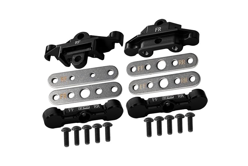 GPM 7075 Alloy Front & Rear Tie Bar Mounts & Suspension Pin Retainers for TRAXXAS 1/10 4Wd Maxx Monster Truck -89076-4 - color: Black