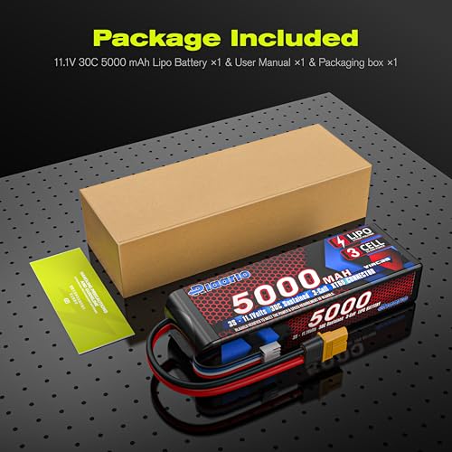 RIAARIO 3s Lipo Battery 30C 5000mAh 11.1V Lipo Battery with XT60 Connector for RC Car Truck Truggy Buggy Racing Hobby Models(1 Pack)