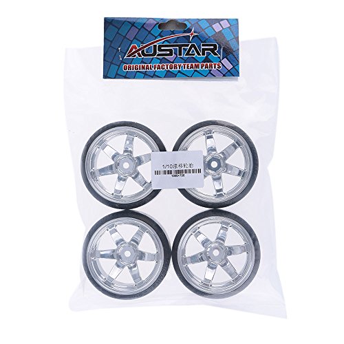 GoolRC 4PCS RC Car Wheels, 1/10 Scale Drift Wheels RC Car Slicks Hard Tyre Replacement for Traxxas HSP Tamiya HPI Kyosho On-Road Drifting Car