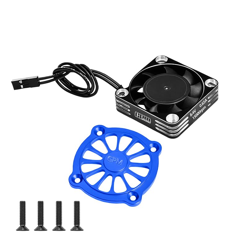 GPM 7075 Alloy Motor Heatsink with Metal Frame Cooling Fan and Protective Cover for ARRMA 1/10 2Wd Gorgon 4X2 Mega 550-Ara3230 - color: Blue