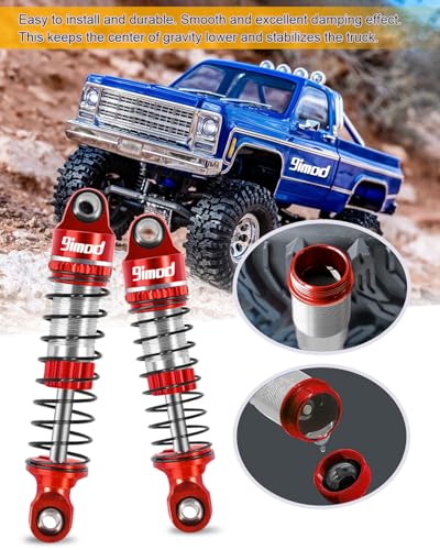 53mm Shocks Aluminum Threaded Shock Absorber Oil Damper for TRX4M 1/18 RC Crawler Upgrade Parts (Red)
